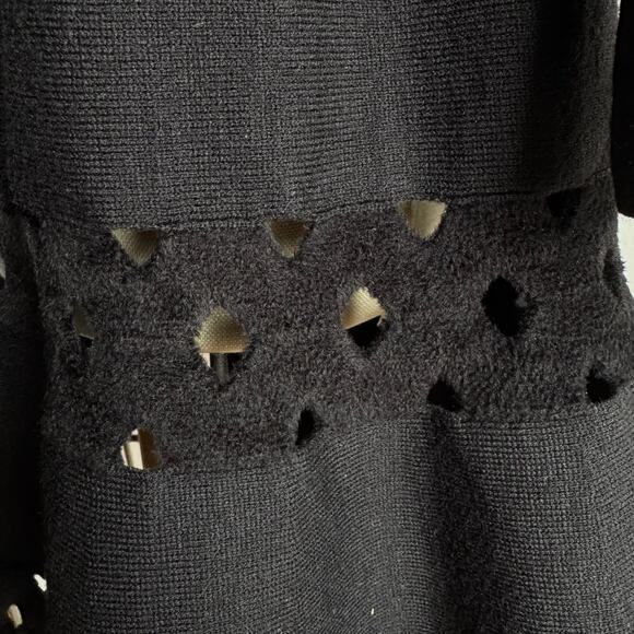 ALAÏA Laser Cut Black Wool Skater Dress - Picture 7 of 11